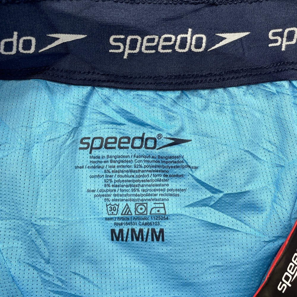 Speedo Tech Volley Swim Trunks Men's M 32/34 Blue Colorblock UPF 50+ NWT - Picture 10 of 10